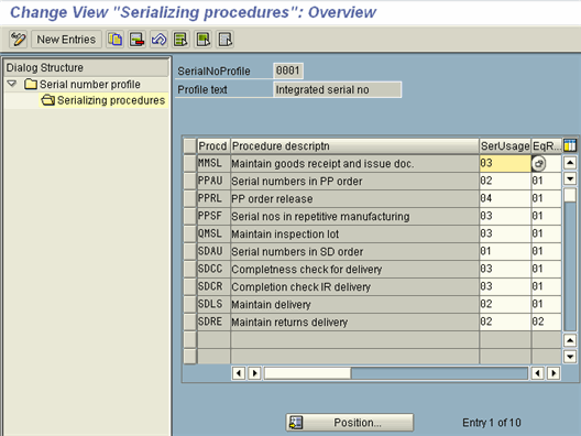 serial number configuration in sap