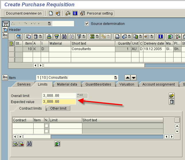 account assignment po table